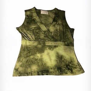 DANIEL LAURENT Women’s Y2K Whimsigoth Fairy Tie Dye Green Surplice Top Size M